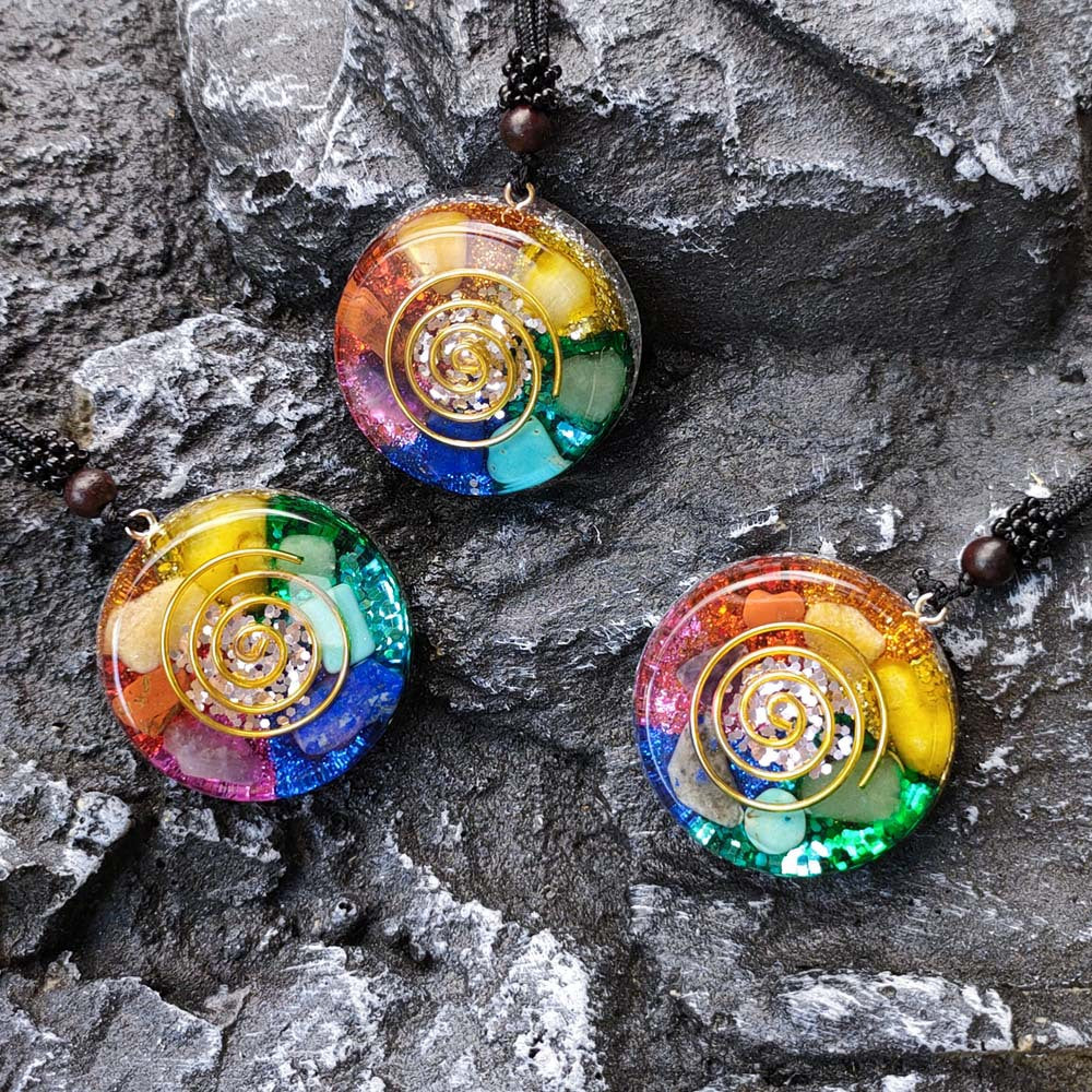 Chakra Multicolor Onyx Jade Pendant Necklace | Zen Meditation Healing Crystal Beaded Necklace