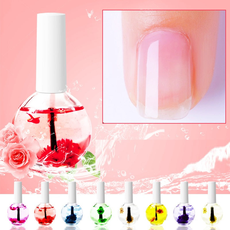 Luxury Dried Flower Nail Treatment Oil with Botanical Nutrients - Anti-Agnail Moisturizer & Natural Base Coat for Elegant, Healthier Nails