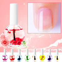 Luxury dried flower nail treatment oil in elegant glass bottle with real pressed flowers, natural botanical nutrients for cuticle repair and nail strength
