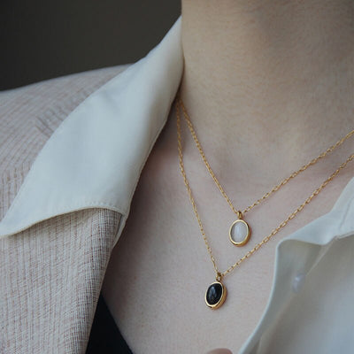 Silk & Sage Titanium Clavicle Necklace — Minimalist Eastern Ritual Pendant for Quiet Living