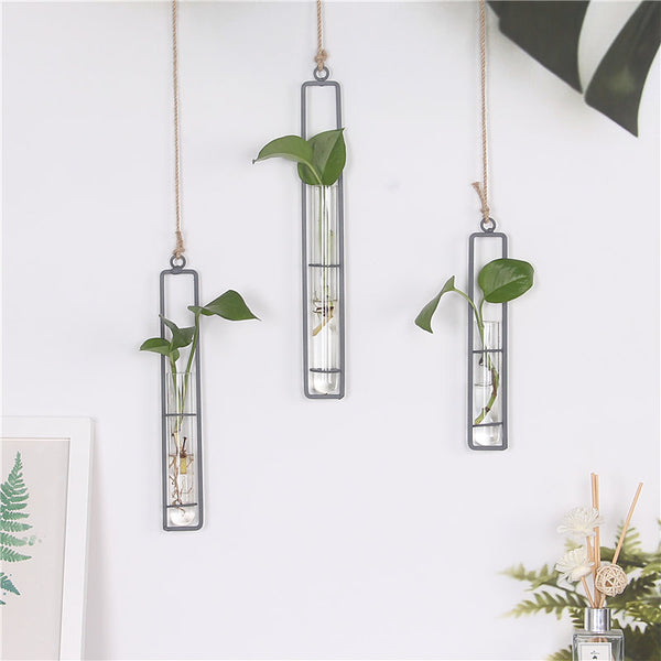 Industrial Iron Glass Hydroponic Vase Set | Zen Minimalist Modern Planter for Home Decor & Living Plants