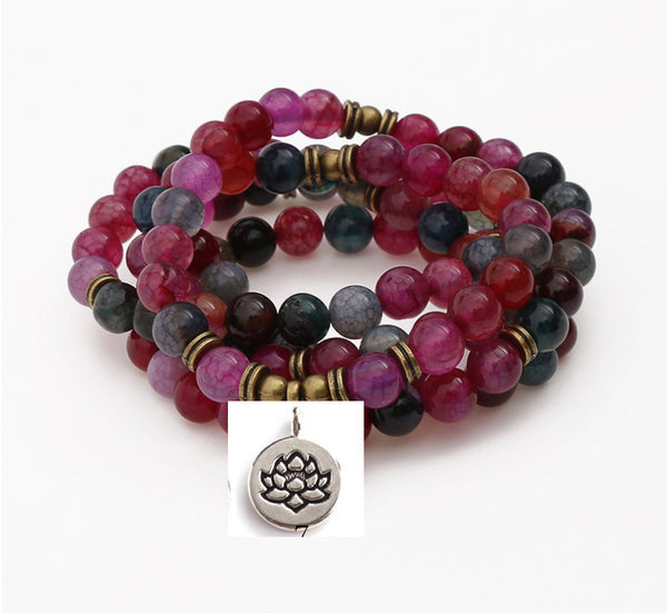 Tourmaline & Black Agate Buddha Lotus Bracelet — Sacred Eastern Ritual Wear for Mindful Living