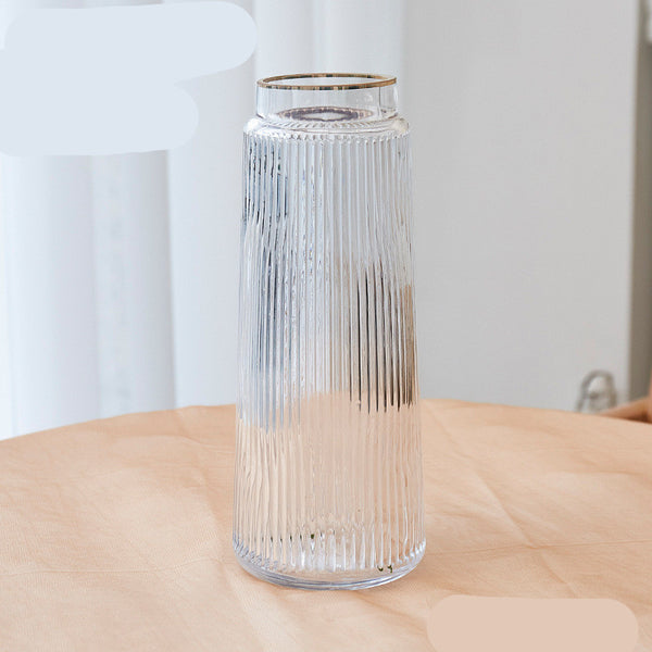 Retro Striped Glass Vase | Modern Minimalist Home Decor for Fresh & Dried Flowers | Scandinavian-Inspired Floral Arrangement Centerpiece