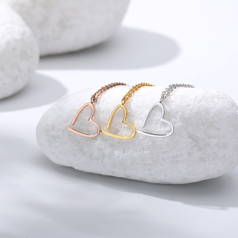 Hollow Heart Pendant Necklace - Zen-Inspired Natural Stone Statement Piece for Women