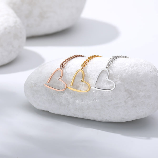 Hollow Heart Pendant Necklace - Zen-Inspired Natural Stone Statement Piece for Women