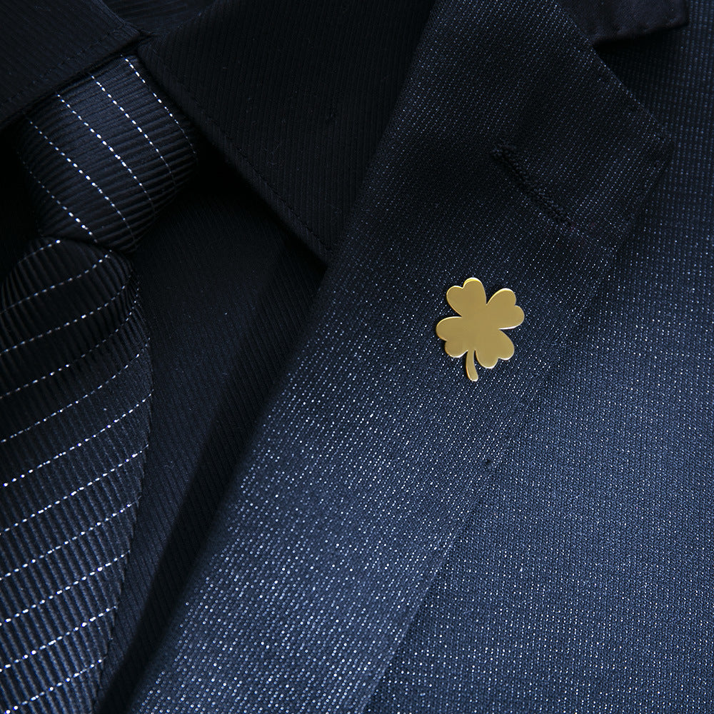 Elegant Four — Leaf Clover Metal Brooch for Men and Women
