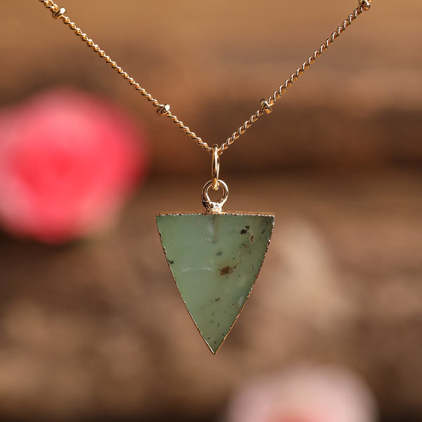 Australian Jade Triangle Pendant Necklace | Zen Meditation Wellness Jewelry | Handcrafted Natural Nephrite Gemstone Statement Piece