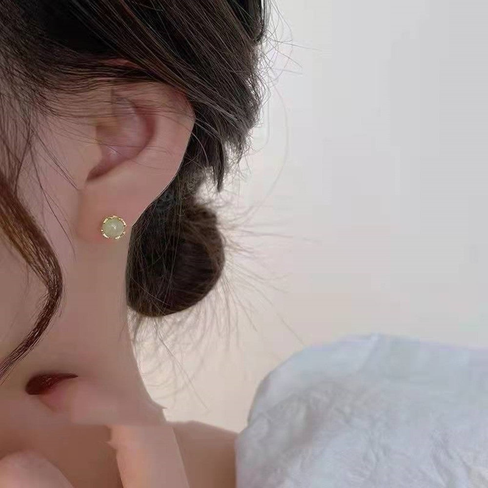 Serene Mini Jade Earrings | Women's Natural Jadeite Drop Jewelry for Meditation & Tea Ceremony