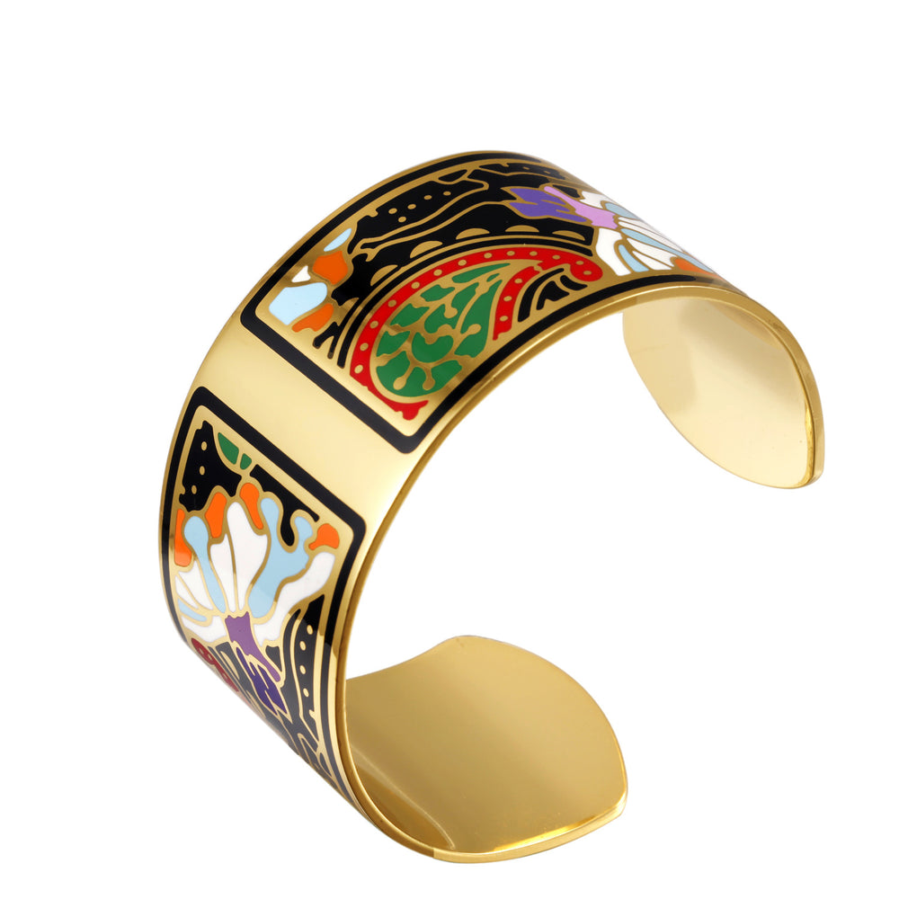 Enamelled Serenity Bangle — Hand-Painted Eastern Elegance for Quiet Moments