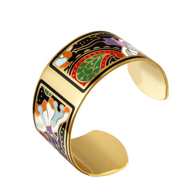 Enamelled Serenity Bangle — Hand-Painted Eastern Elegance for Quiet Moments