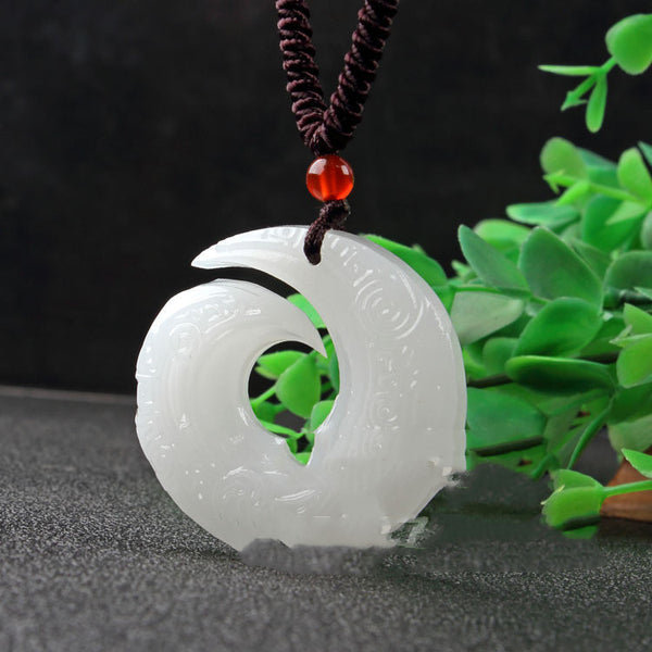 White Jade Peace Buckle Pendant — Sacred Eastern Symbol for Quiet Moments