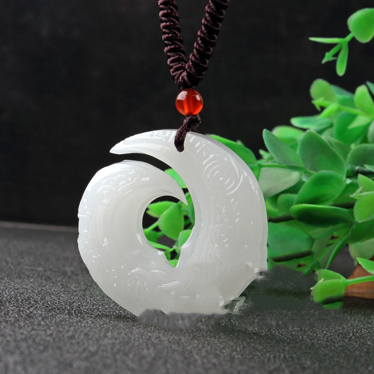 White Jade Peace Buckle Pendant — Sacred Eastern Symbol for Quiet Moments — Artisan Crafted