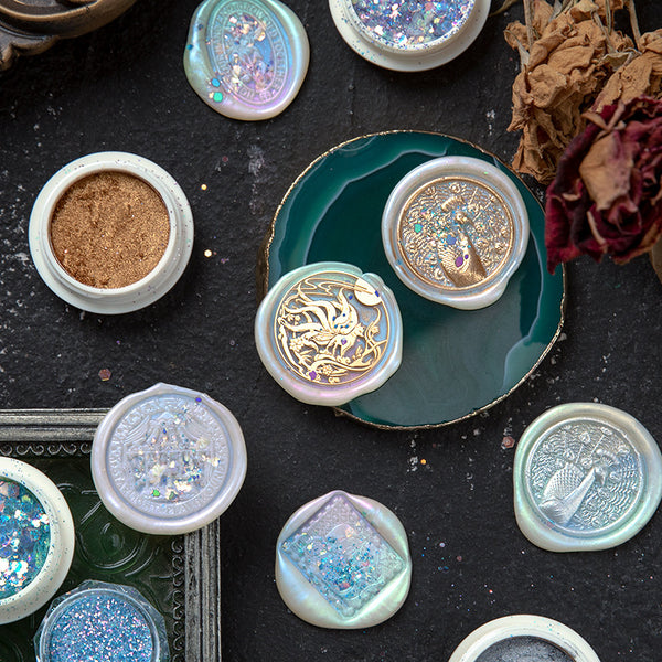 Fire Lacquer Seal Gold Powder | Artisan Zen Collection Cream Glitter Beads | Handcrafted Eastern Pattern