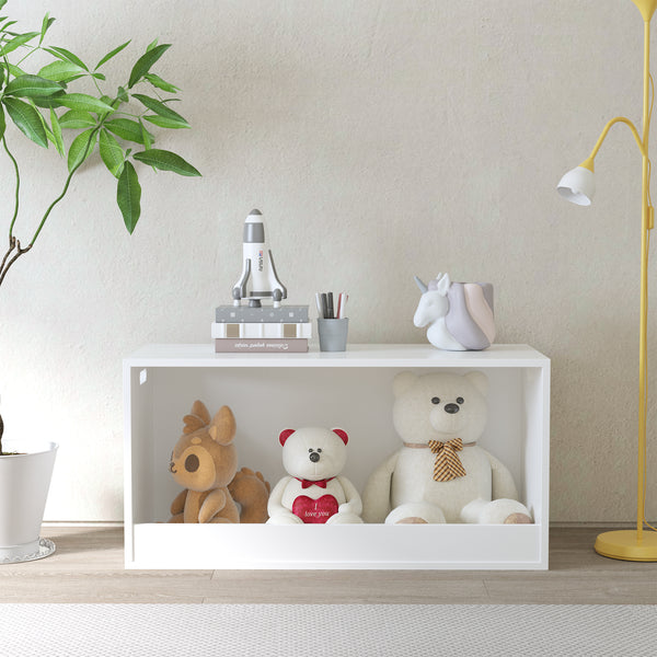 Luxury White Wooden Toy Storage Box for Kids - Elegant Nursery & Playroom Organizer for Plush Toys, Books, and Essentials