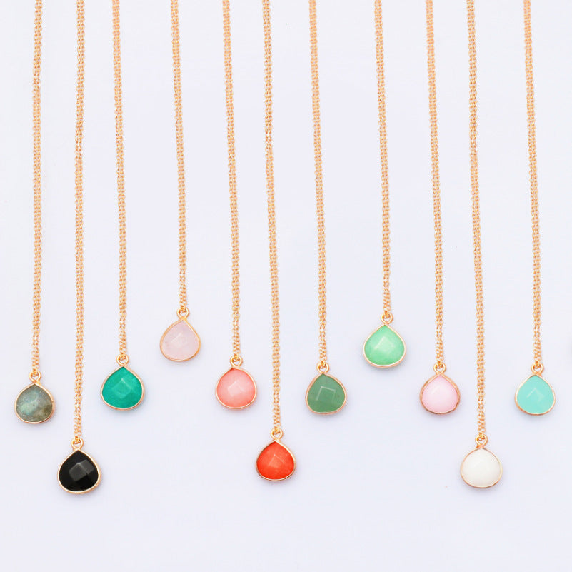 Dyed Jade Water Drop Pendant Necklace — Serene Eastern Ritual Adornment