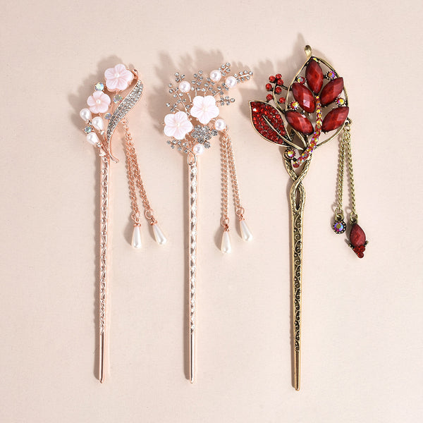 Vintage Blossom Tassel Hairpin — Eastern Serenity for Quiet Mornings