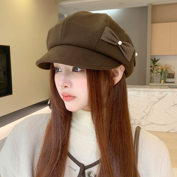 Luxury Pearl & Bow Embellished Beret – Effortlessly Elevate Your Style with 2026’s Most Coveted Petite Hat