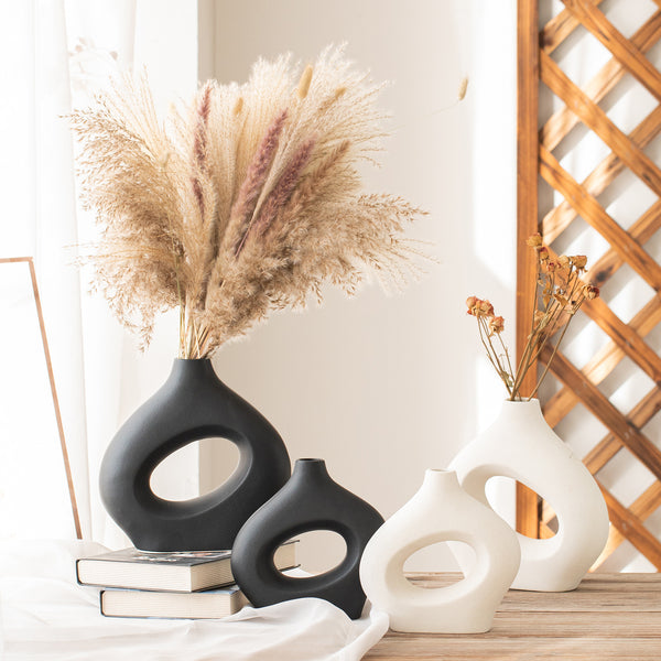 Handcrafted Ceramic Circle Vase | Zen-Inspired Decorative Soft Vase for Dried Flowers & Minimalist Home Decor