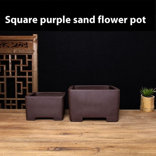 Handcrafted Yixing Zisha Square Flowerpot - Timeless Eastern Aesthetic for Meditation & Tea Ceremony