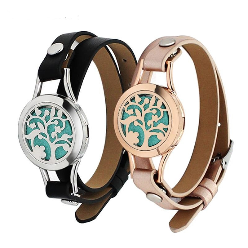 Women's Leather Bracelet – Eastern Hollow Tree Design | Light Luxury