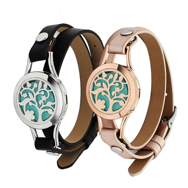 Women's Leather Bracelet – Eastern Hollow Tree Design | Light Luxury