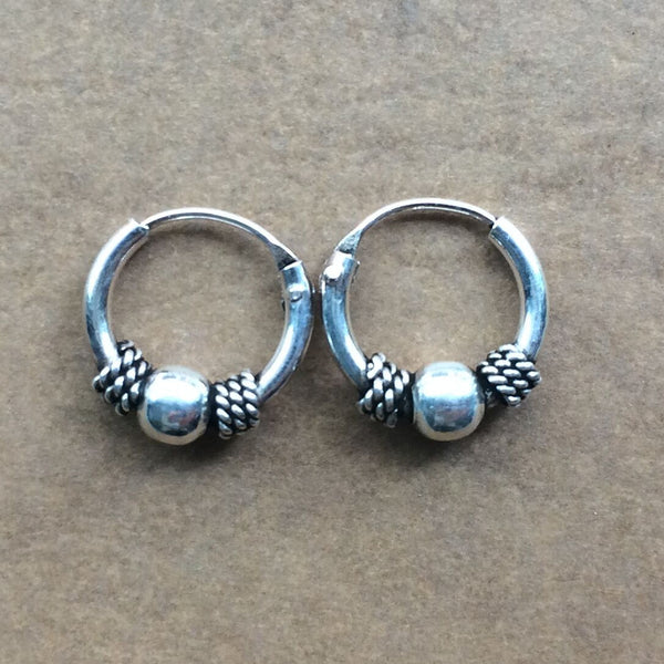 S925 Sterling Silver Antique Vintage Small Hoop Earrings for Men and Women | Unisex Minimalist Statement Jewelry