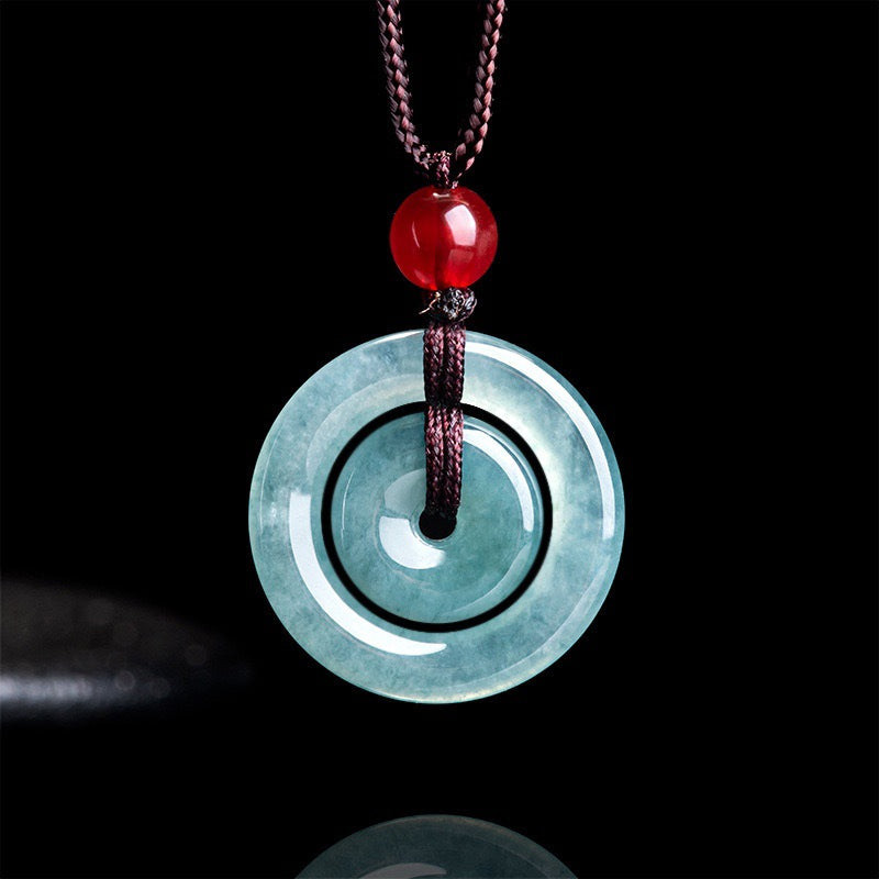 Jade Blue Water Peace Buckle Pendant — Serene Eastern Talisman for Quiet Moments