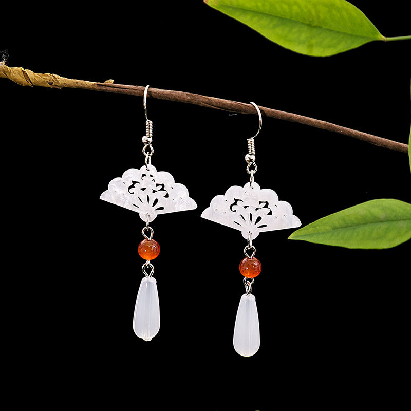 Hollow Jade Drop Earrings — Minimalist Eastern Ritual Earrings for Quiet Mornings