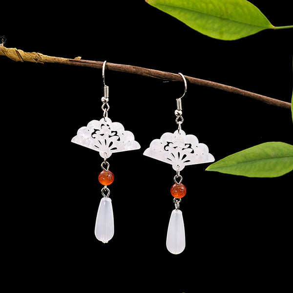 Hollow Jade Drop Earrings — Minimalist Eastern Ritual Earrings for Quiet Mornings