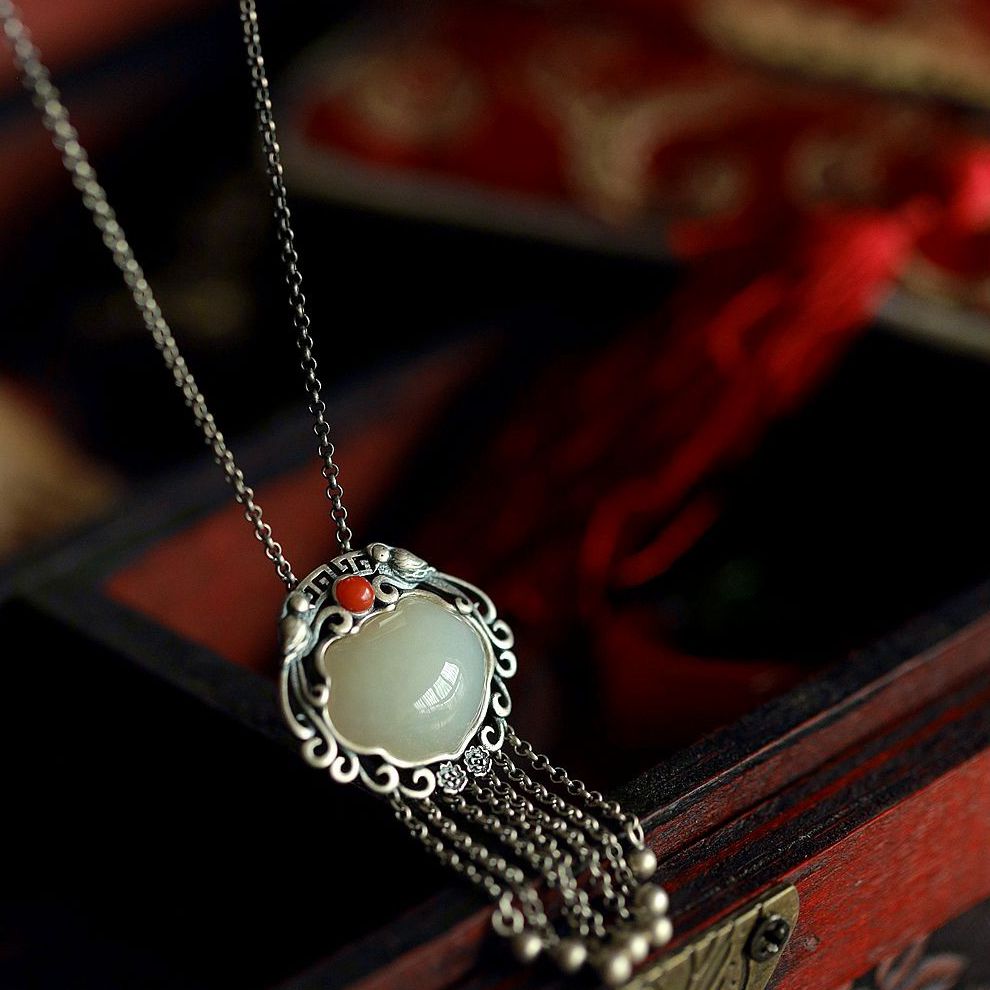 Women's Handcrafted Chinese Jade Ruyi Pendant Necklace | Artisan Zen-Inspired Eastern Jewelry 2026