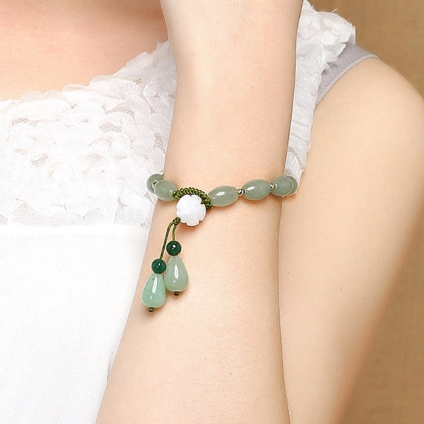 Natural Jade Bracelet | Handcrafted Zen Wrist Accessory for Meditation & Tea Ceremony