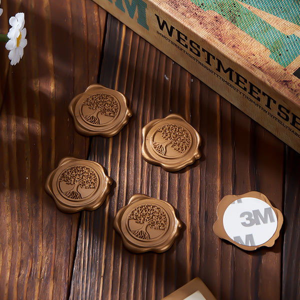 Body Relief Exquisite Lacquer Woodgrain Seal Mark - Hand-Finished Eastern-Inspired Tree Pattern with Warm Natural Aesthetic