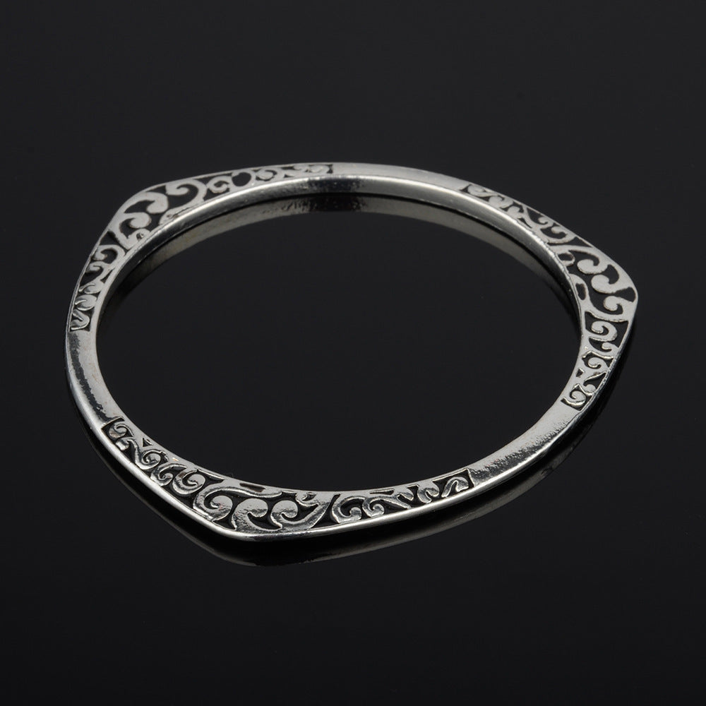 Handcrafted Silver Bangle Bracelet | Eastern Zen Artistry | Meditation & Tea Ceremony Jewelry