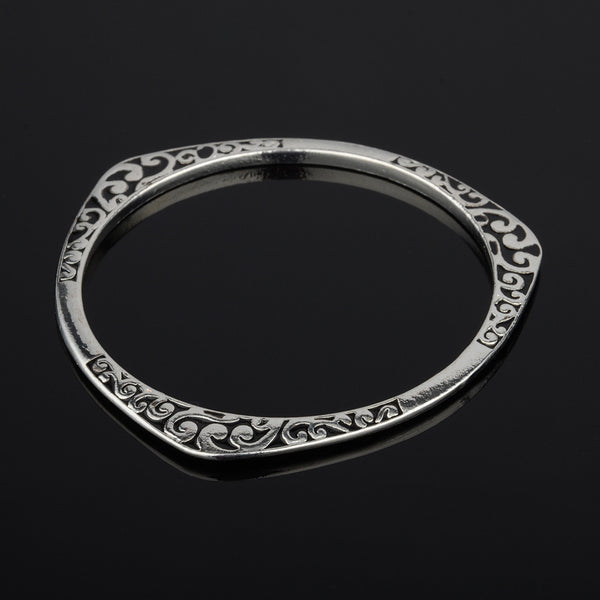 Handcrafted Silver Bangle Bracelet | Eastern Zen Artistry | Meditation & Tea Ceremony Jewelry