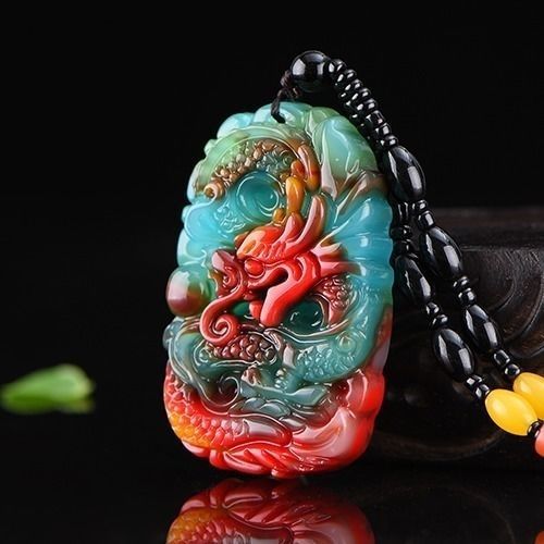 Celestial Dragon Jade Pendant Necklace | Hand-Carved Oriental Mythology Statement Piece