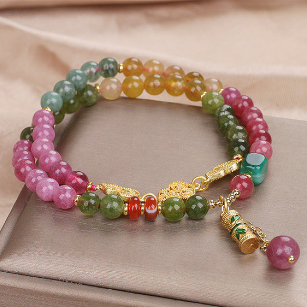 Elegant Natural Jade-Toned Tourmaline Bracelet for Women - Luxurious Gemstone Wellness Accessory