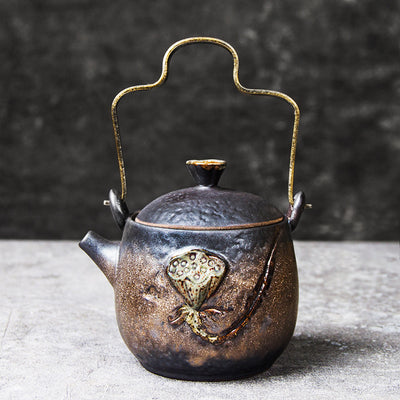 Handcrafted Japanese-Style Ceramic Teapot with Retro Elegance