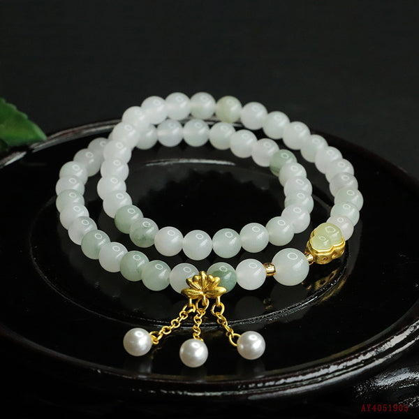 Jade Double Ring Bracelet | Zen-Inspired Black & Gold Wrist Accessory for Women | Oriental Elegance Meditation Jewelry