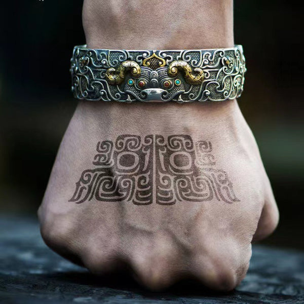 Imperial Dragon Cuff Bracelet | Handcrafted Eastern Artistry Statement Piece | Unisex Adjustable Accessories