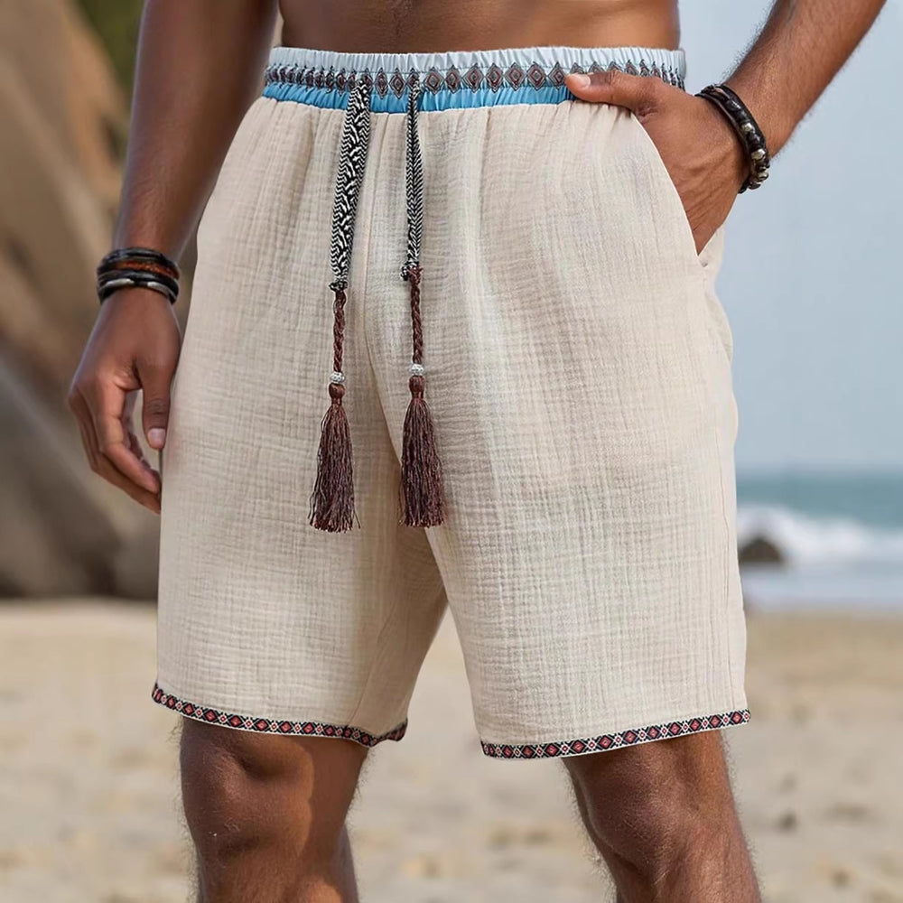 Luxury Loose-Fit Breathable Beach Pants with Ethnic Drawstring Design