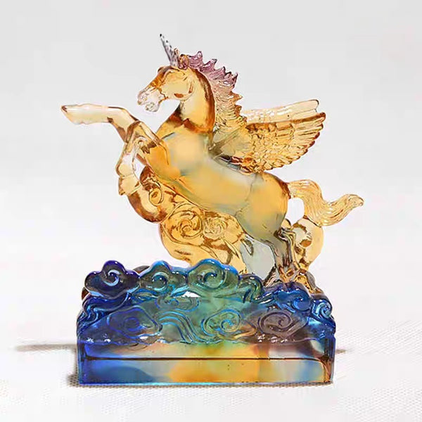 Celestial Glass Horse Card Holder | Artisanal Desktop Accessory |东方雅韵 Collection