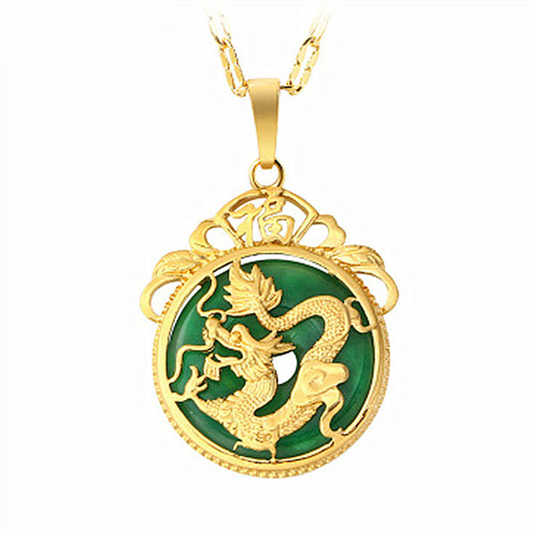 Dragon Motif Jade-Style T-Rex Pendant Necklace | Eastern Artistry Statement Piece | Reptilian Collector's jewelry