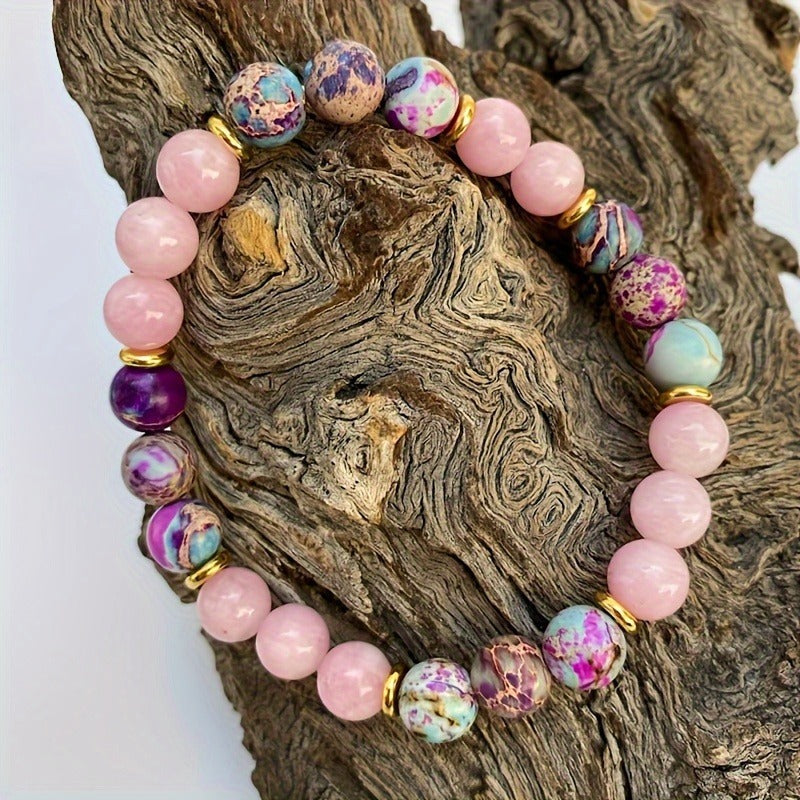Zen Crystal Bracelet for Men Women - Natural Gemstone Elastic Bracelet, Boho Meditation Jewelry,东方禅意