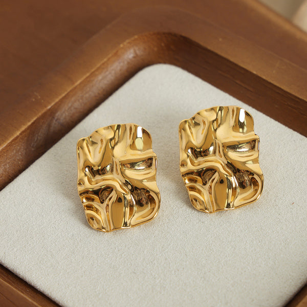 Square Pleated Earrings for Women | Modern Minimalist Jewelry | Zen-Inspired Light Luxury Statement Earrings