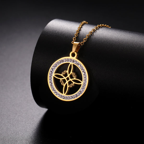 Elegant Witch Knot Stainless Steel Pendant Necklace - Mystical Symbolism for the Modern Enchantress