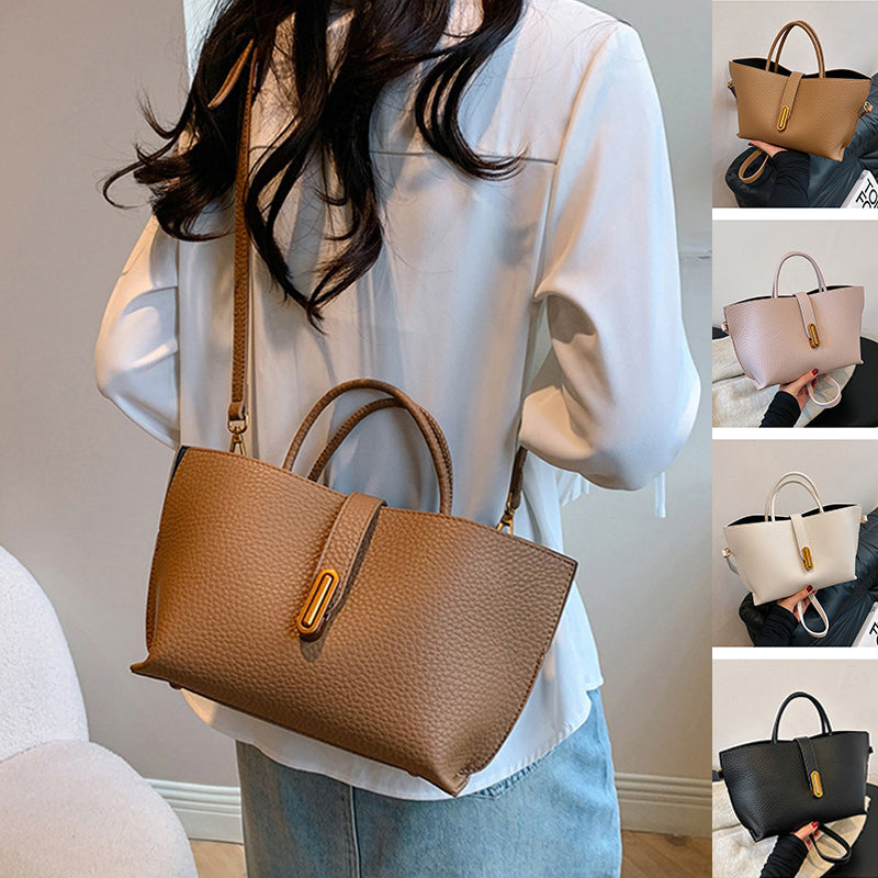 Litchi Grain Leather Shoulder Bag — Minimalist Eastern Ritual Carry for Quiet Modern Living