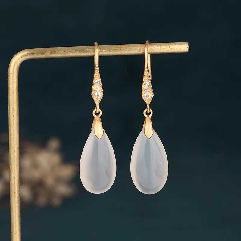 White Jade Water Drop Earrings — Serene Ritual Adornment for Quiet Modern Living