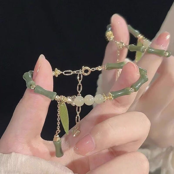 Elegant Bamboo Design Beaded Bracelet - Zen Style