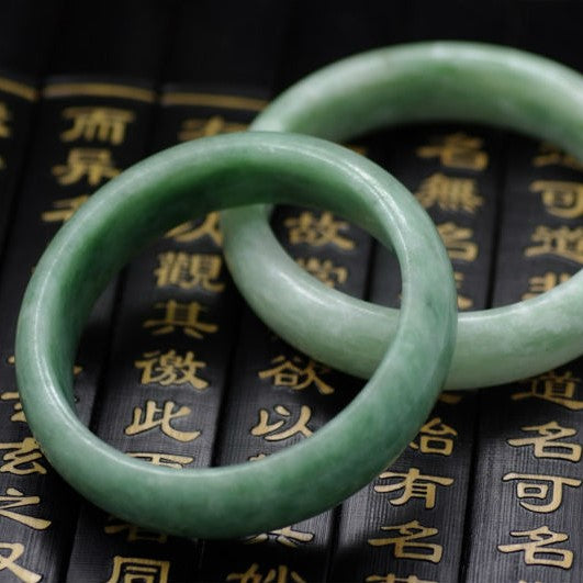 Silk & Sage | Imperial Green Jade Bangle | Sculpted Heirloom Jewel from Ancient Rivers