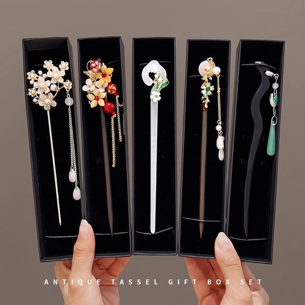 Elegant Chinese Style Ebony Hair Clasp – Luxurious Updo Hairpin for Sophisticated Hairstyles